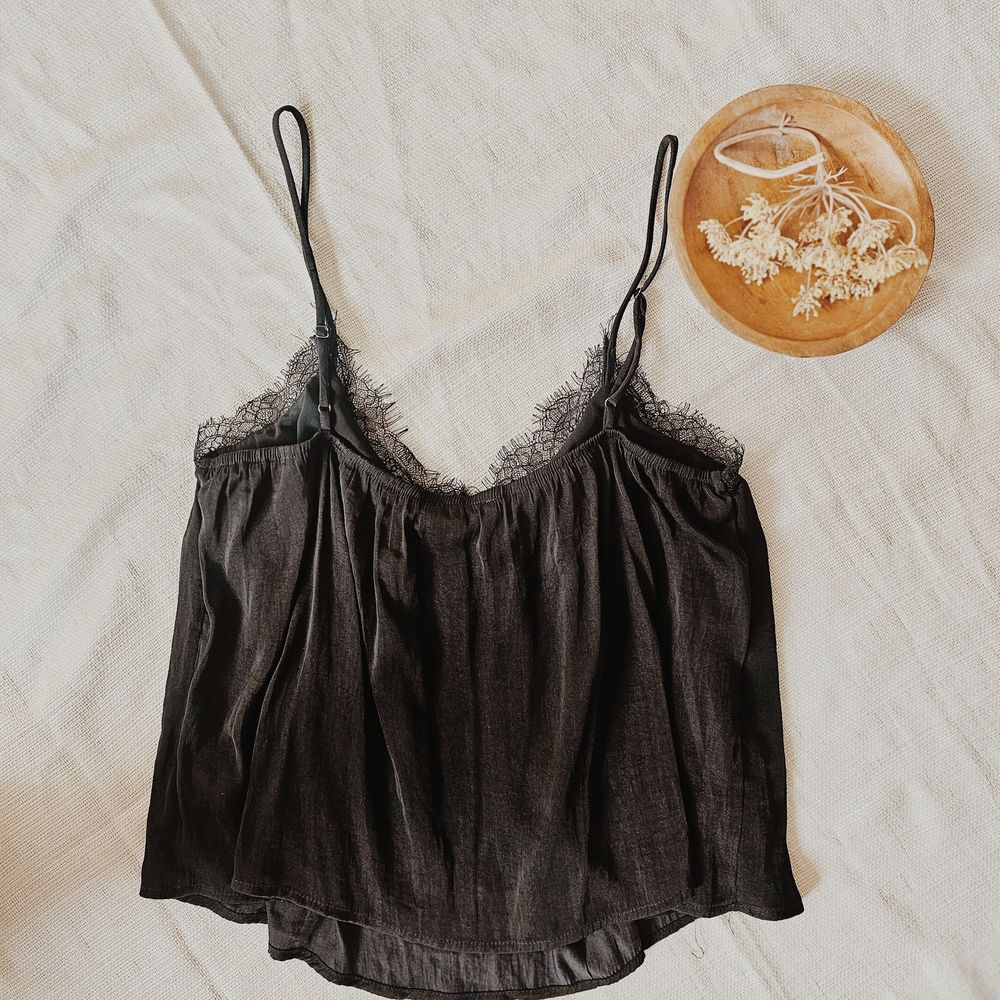 Black Satin Lace Cami - Picture 4 of 4